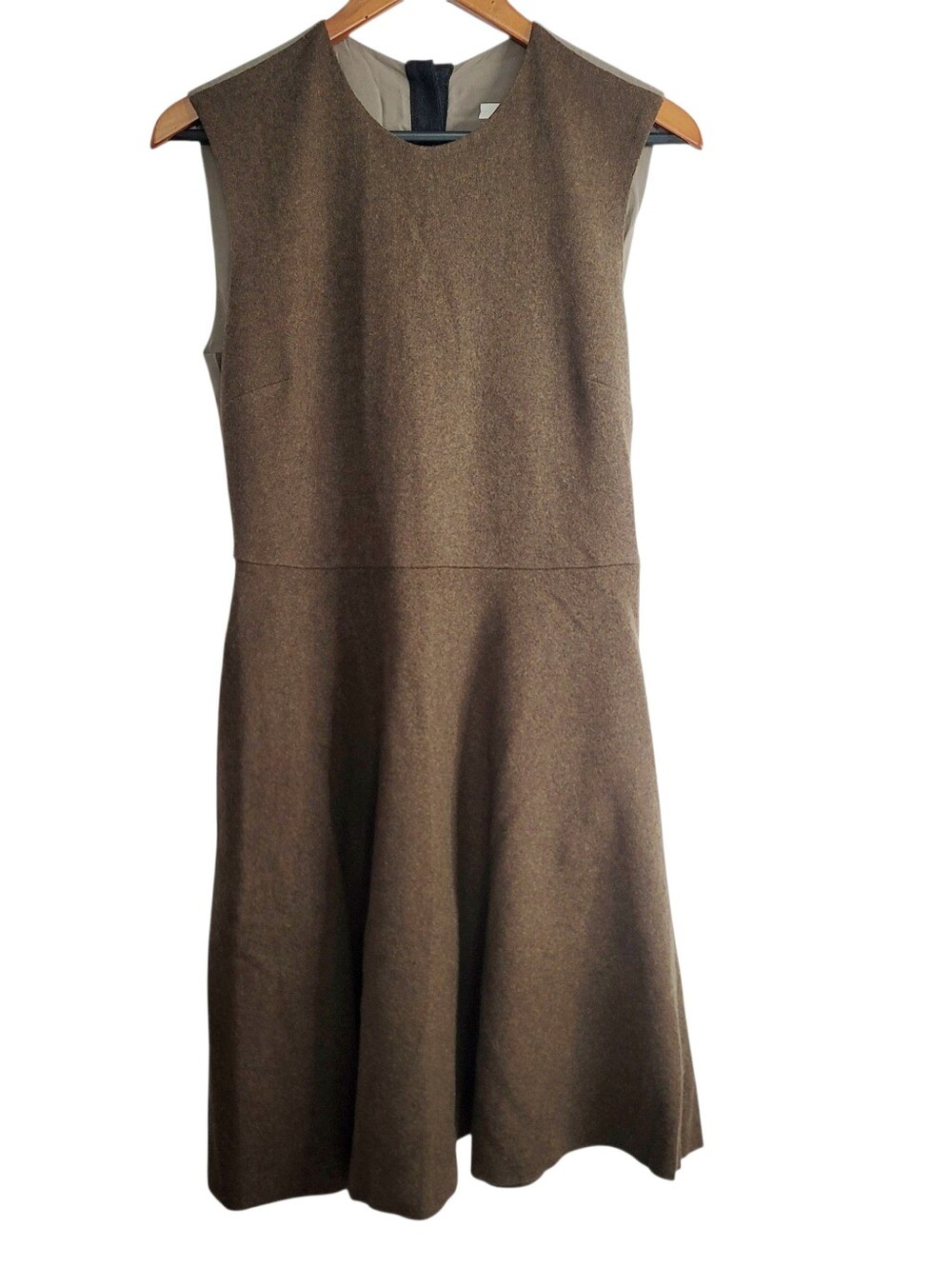 HACHE Brown/Green Wool Sleeveless A-Line Dress Made in Italy